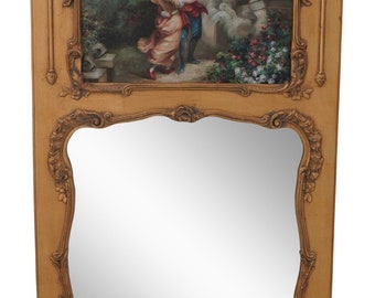 63991EC: French Louis XV Trumeau Style Gold Mirror
