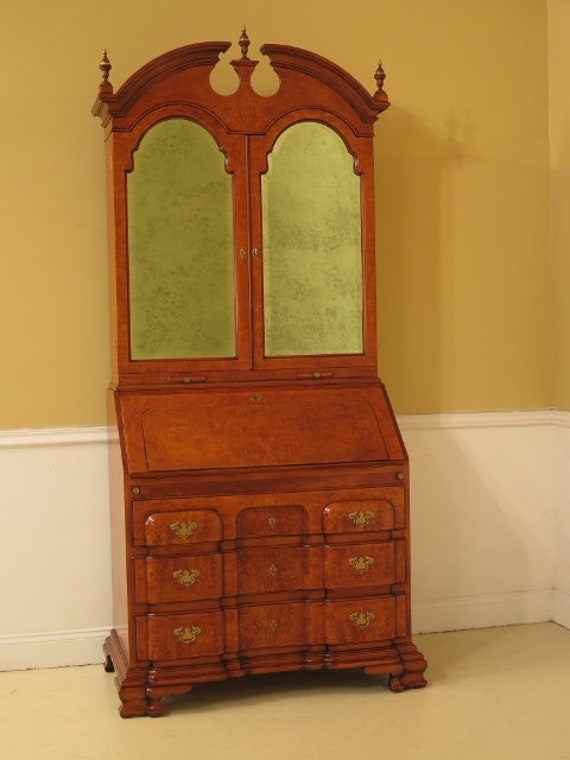 30206ec Giemme Burl Walnut Mirrored Top Secretary Desk