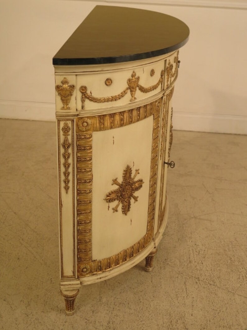 L41334E JOHN WIDDICOMB Paint Decorated Adam Style 12 Round Commode