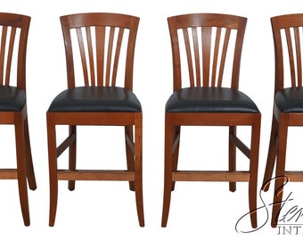 63970EC: Set of 4 STICKLEY Modern Arts & Crafts Cherry Bar Stools