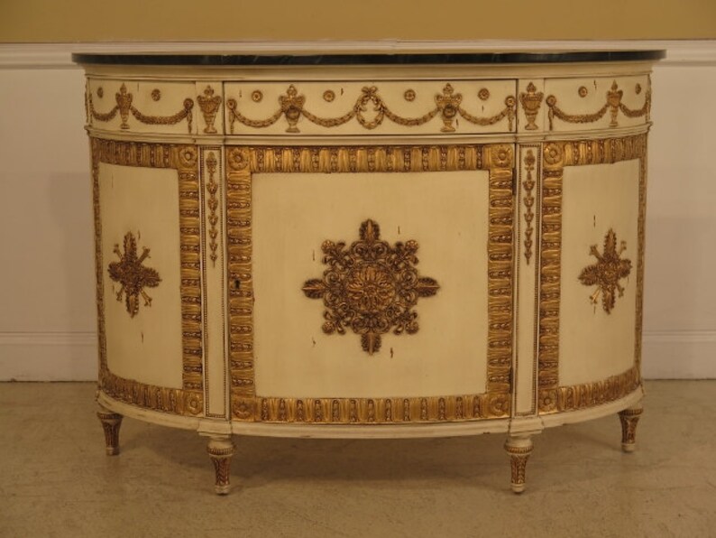 L41334E JOHN WIDDICOMB Paint Decorated Adam Style 12 Round Commode