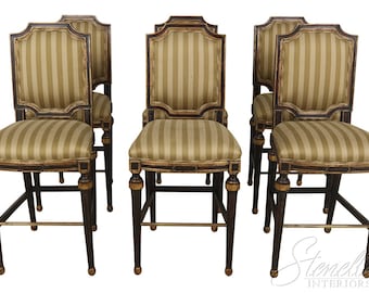 L55558EC: Set of 6 Black & Gold Italian Style Regency Bar Chairs