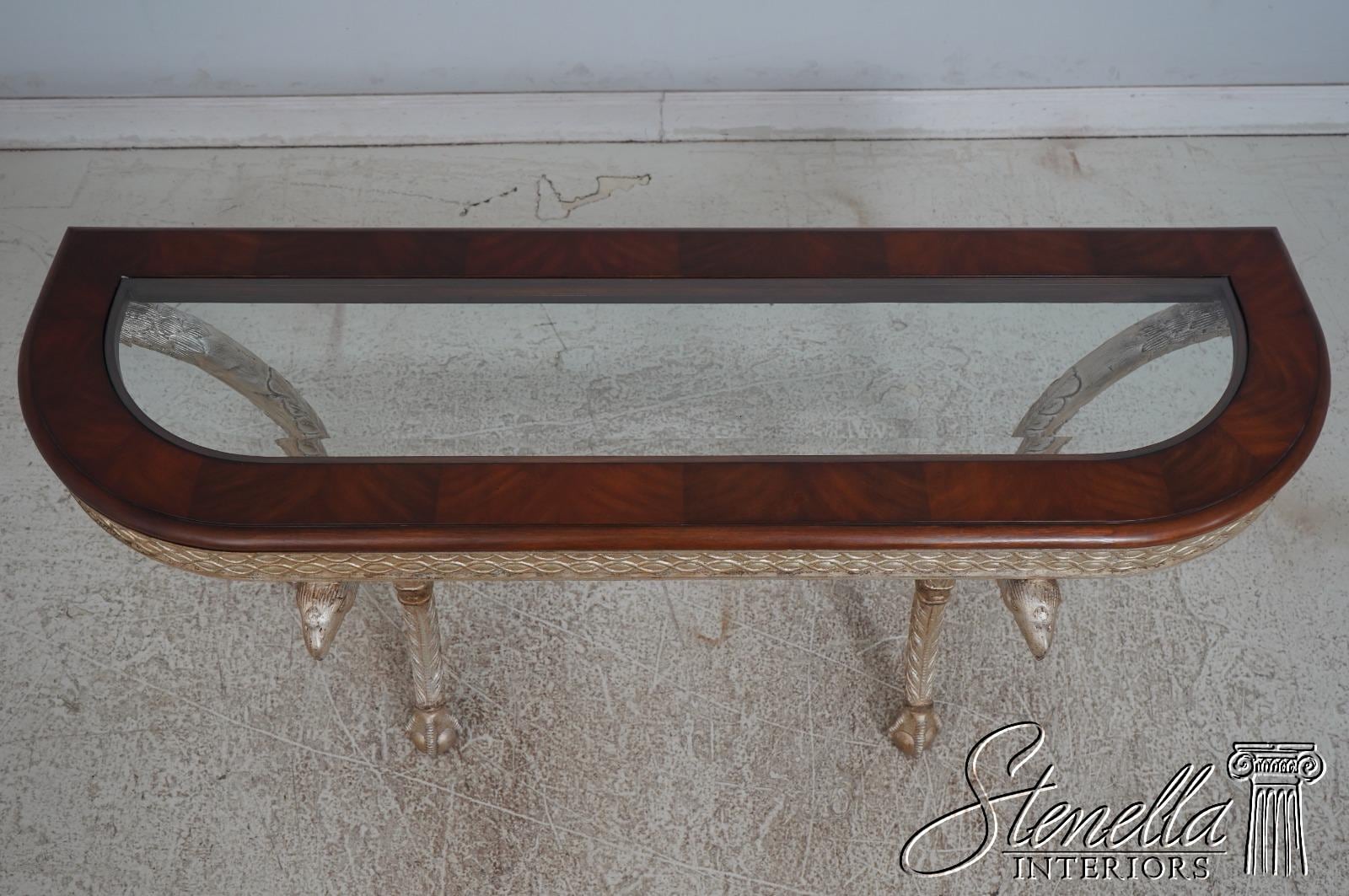 L68144: Eagle Carved Regency Style Glass Top Sofa Console