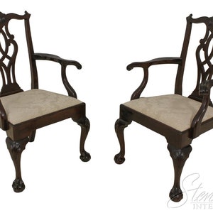 58115EC: Pair STICKLEY Chippendale Ball & Claw Dining Room Armchairs