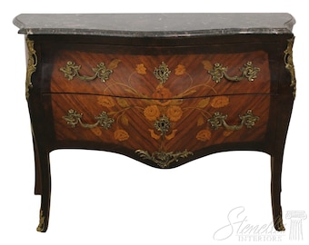 F56235EC: Antique C.1880s French Marble Top Inlaid Commode Chest