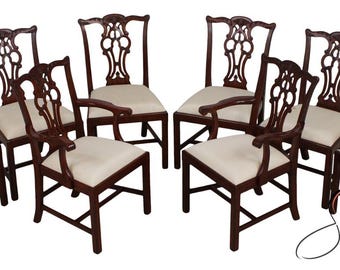 L72883: Set of 8 MAITLAND SMITH Chippendale Mahogany Dining Room Chairs