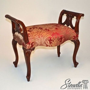 36295: French Louis XIV Style Carved Mahogany Vanity Bench