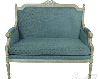 L33253E: Carved & Upholstered Settee French Louis XVI Style