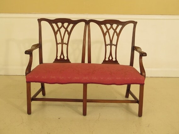 F29779ec Chippendale Vintage Mahogany Double Settee Bench Etsy