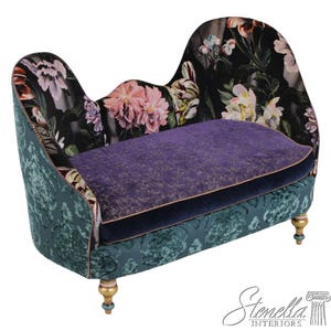 L72378: MACKENZIE CHILDS Whimsical Upholstered Loveseat Settee 画像 1