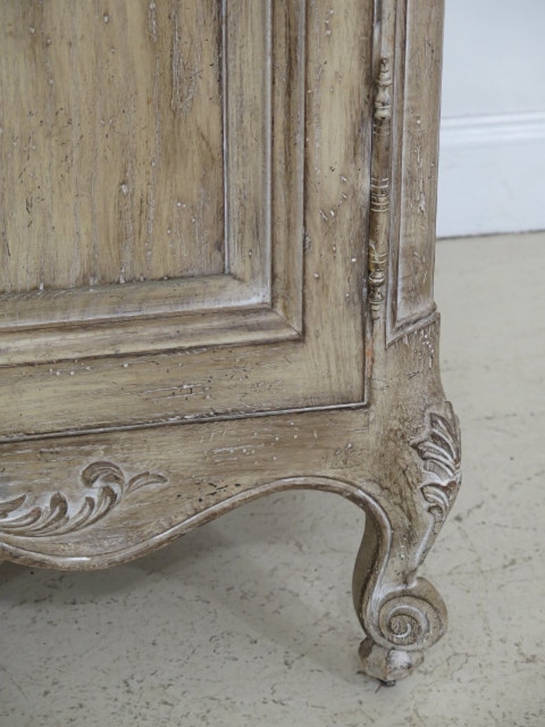 French Carved 2 Door Distressed Finish Curio China Cabinet 45136EC