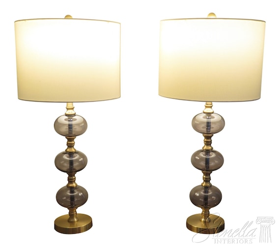 LF31089EC Pair SAFAVIEH Modern Design Smoked Glass Table Lamps