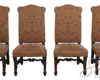 LF72352: Set of 4 High Back Mahogany Upholstered Dining Chairs