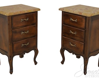 59183EC: Pair ZICHELE Italian French Style Marble Top Nightstands