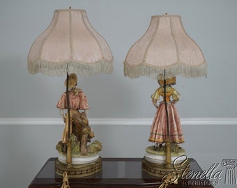 F64423EC/24EC: Pair Vintage Italian Porcelain Figural Table Lamps