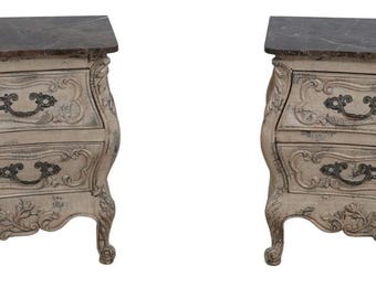 L72501: Pair Of COUNCILL CRAFTSMAN Marble Top French Painted Chests