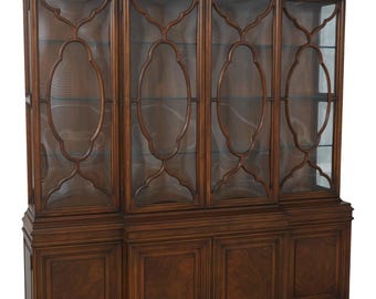 69202: KARGES Colonial Walnut Convex Glass Georgian Style Breakfront