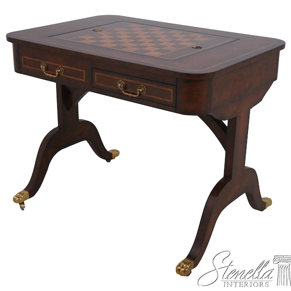 L69216: MAITLAND SMITH Burl Wood Regency Style Game Table