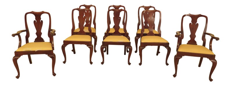 L46104ec Set Of 8 Henkel Harris Model 110 Mahogany Dining Room Chairs