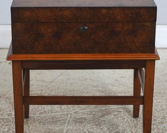 L73338: Burl Wood Lidded Box On Stand