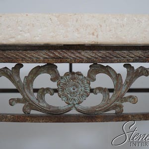 69626: MAITLAND SMITH Travertine Top Bronze Console Table zdjęcie 8