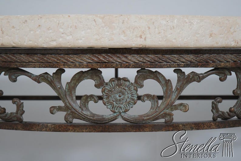 69626: MAITLAND SMITH Travertine Top Bronze Console Table zdjęcie 8