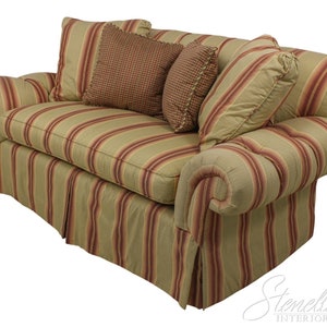 58763EC: CENTURY Striped Upholstered Tufted Back Loveseat