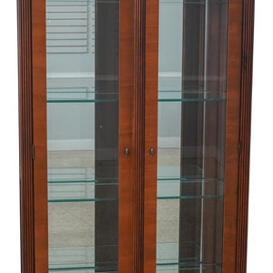 60050EC: Beveled Glass Door Yew Wood Door & Mahogany Display Cabinet