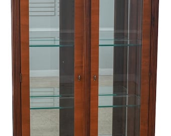 60050EC: Beveled Glass Door Yew Wood Door & Mahogany Display Cabinet