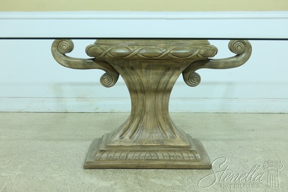 LF33361EC Modern Urn Base Design Beveled Glass Dining Room Table