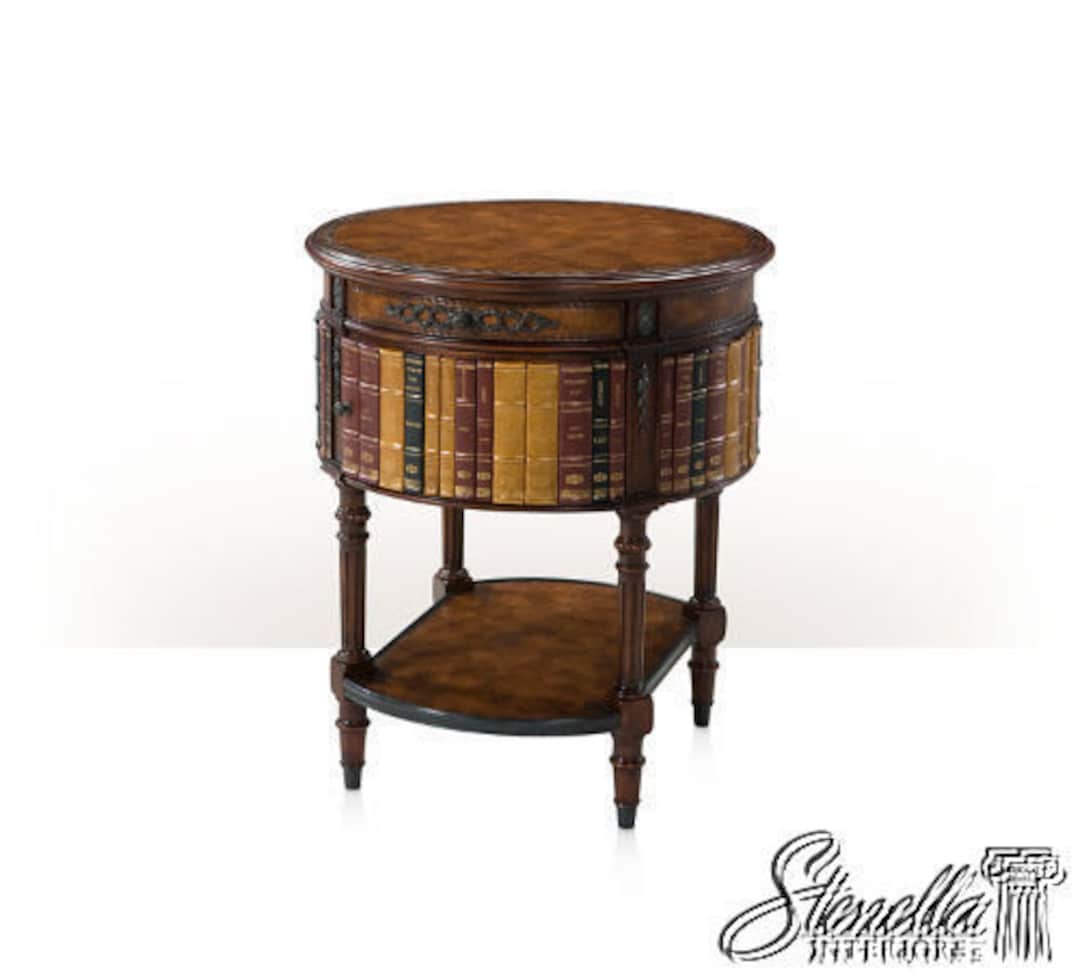 THEODORE ALEXANDER 円型テーブル L50114E: THEODORE ALEXANDER Round Leather Faux Book Table