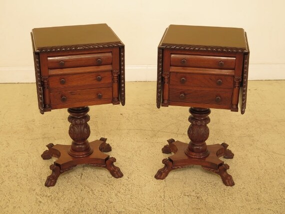 45622ec Pair Duncan Phyfe Carved Mahogany Drop Side Empire Etsy