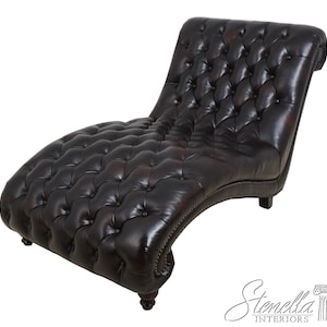 63556EC: English Style Tufted Leather Chesterfield Chaise Lounge