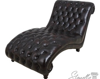 63556EC: English Style Tufted Leather Chesterfield Chaise Lounge