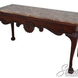 61721EC: BAKER Georgian Style Marble Top Mahogany Console Table