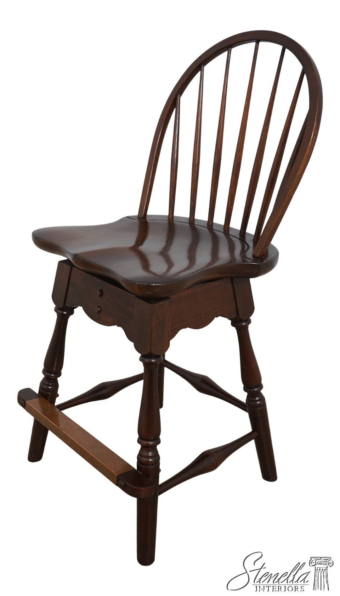 62698EC: FREDERICK DUCKLOE Windsor Style Cherry Swivel High Chair