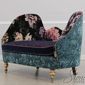 L72378: MACKENZIE CHILDS Whimsical Upholstered Loveseat Settee 画像 5