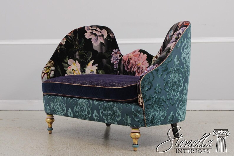 L72378: MACKENZIE CHILDS Whimsical Upholstered Loveseat Settee 画像 5