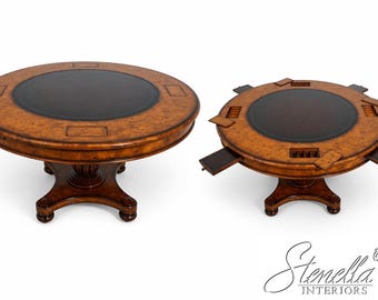 67771: THEODORE ALEXANDER Large Leather Top Walnut Game Table