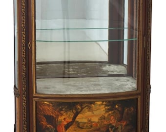 L72780: PAINES Vernis Martin Bow Front Mahogany Vitrine Display Cabinet