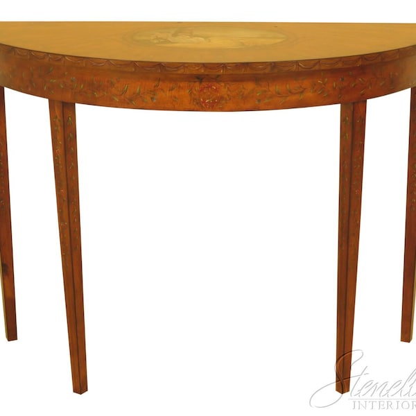 30424EC: Adam Paint Decorated 1/2 Round Console Hall Table