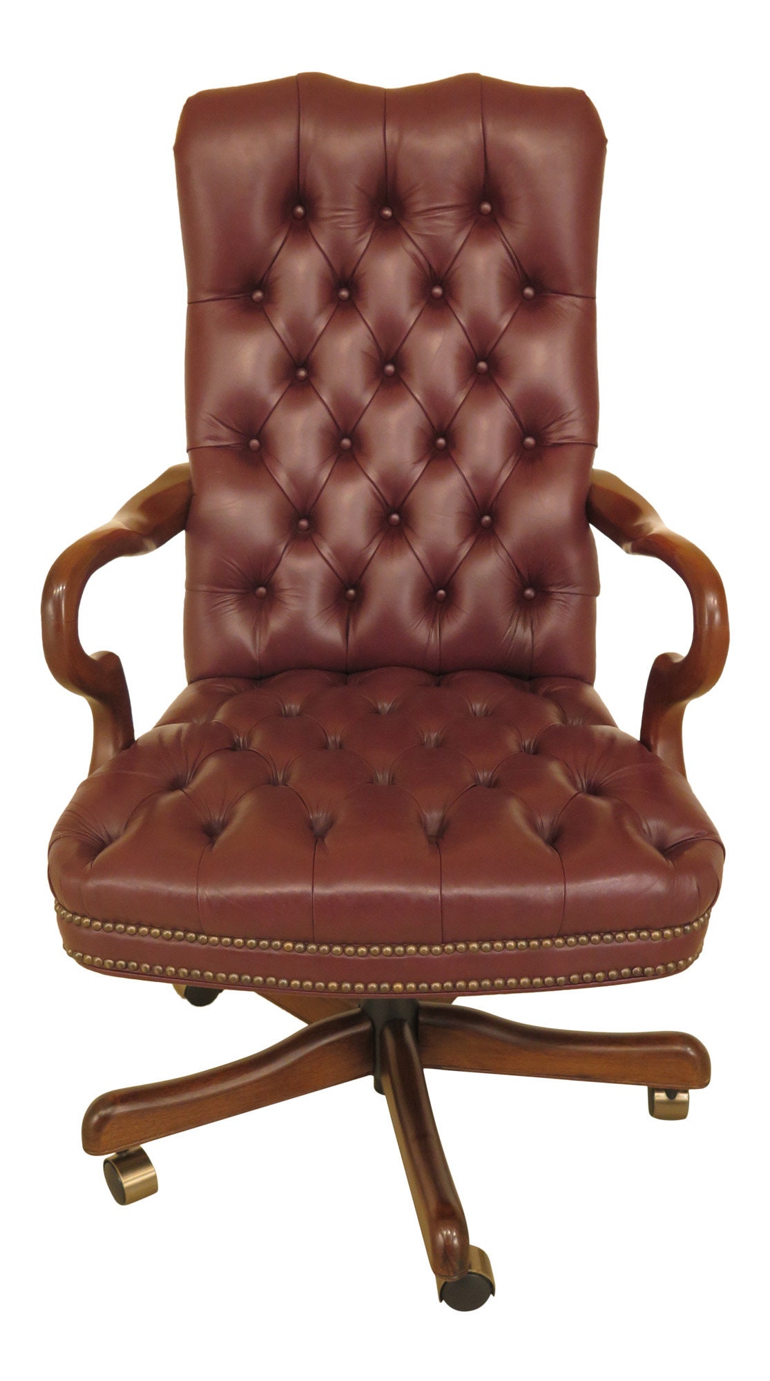 46225EC FAIRFIELD Tufted Leather Desk Office Chair w. Tack Etsy