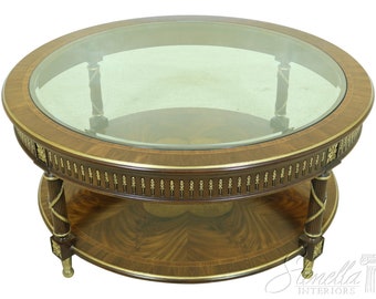 L25787EC: EJ VICTOR Round Large Inlaid Walnut Regency Coffee Table