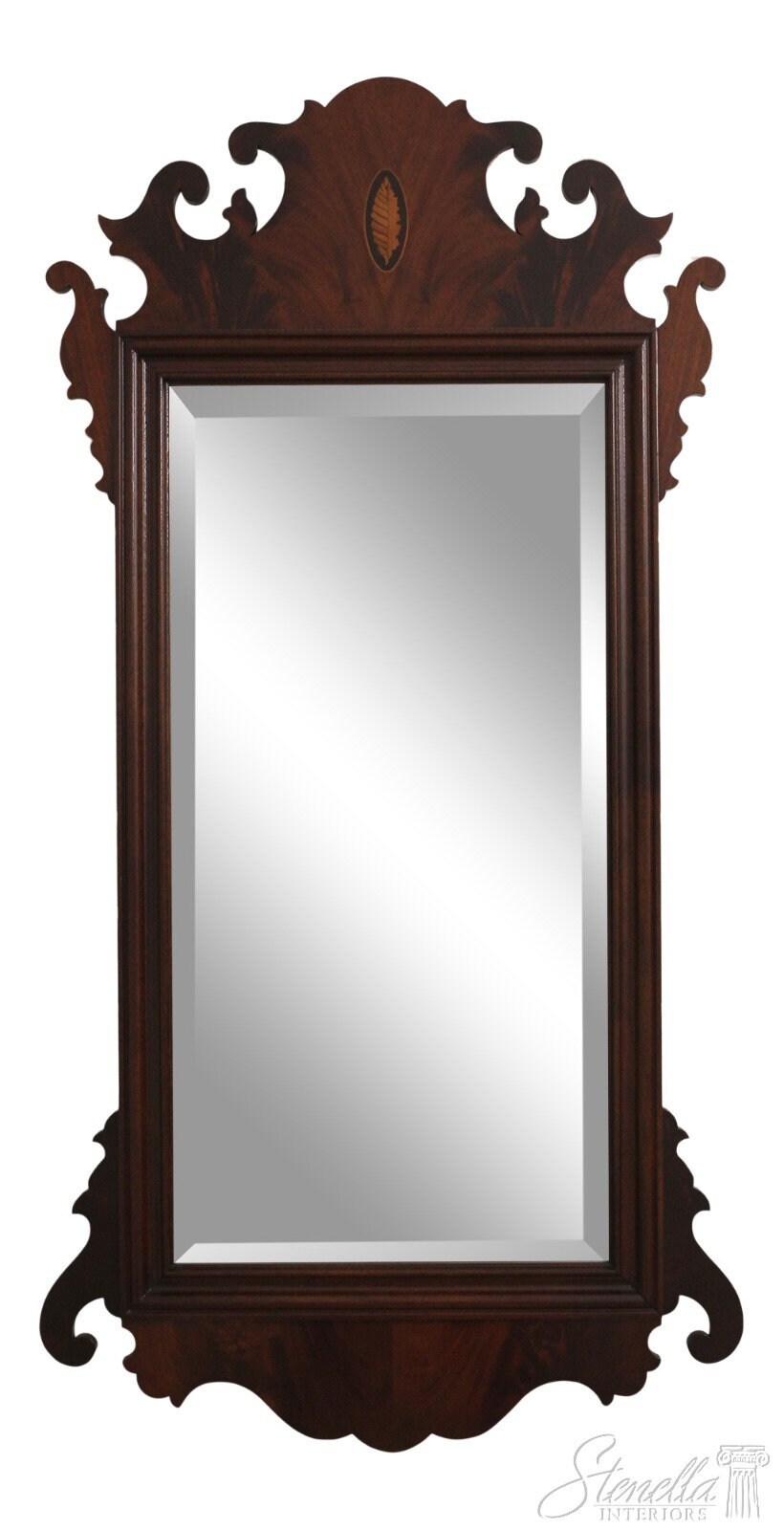 HEKMAN Crotch Mahogany Chippendale Beveled Wall Mirror -  Portugal