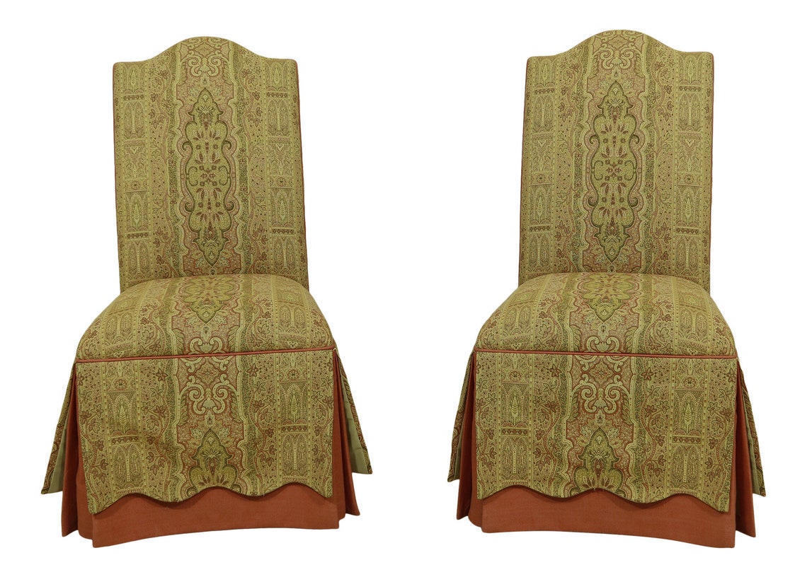 52369EC Pair ETHAN ALLEN Upholstered Host & Hostess Parsons Etsy