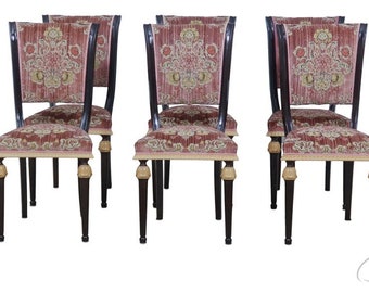 L56243EC: Set Of 8 Italian Made Upholstered Classical Dining Room Chairs