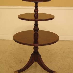 L30135EC: MAITLAND SMITH 3 Tier Mahogany Large Dumbwaiter Occasional Table