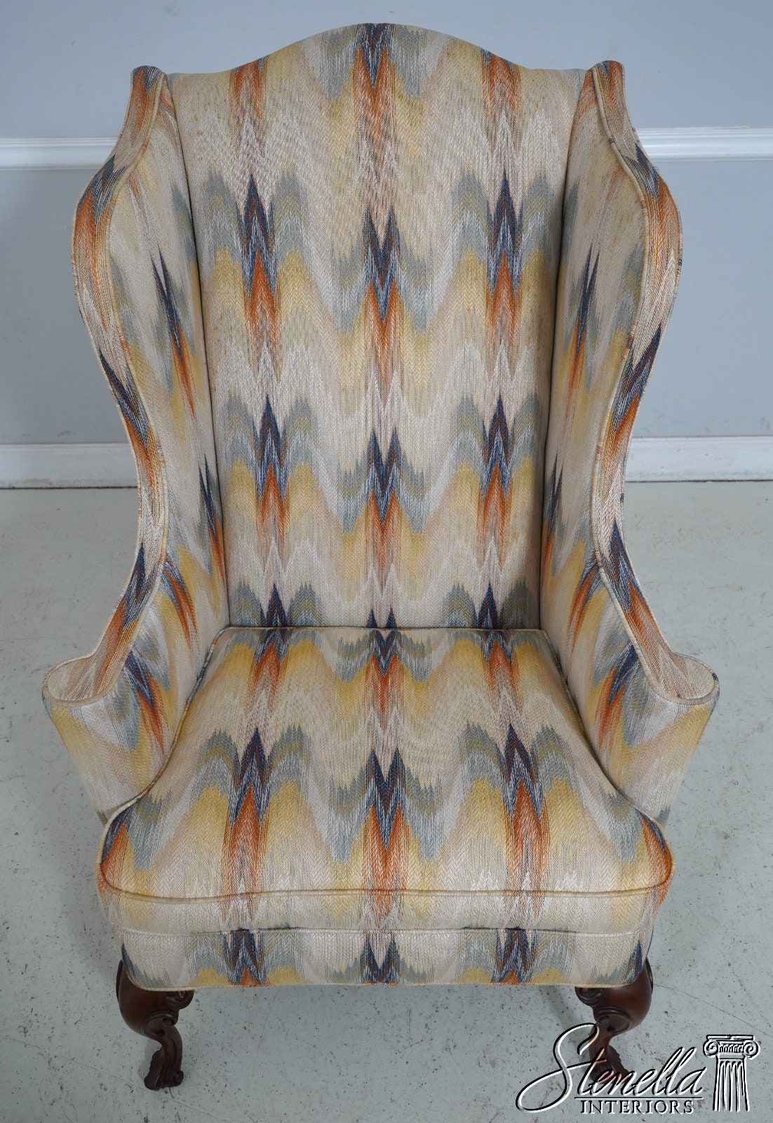 62939EC SOUTHWOOD Queen Anne Flame Stitched Wing Chair Etsy