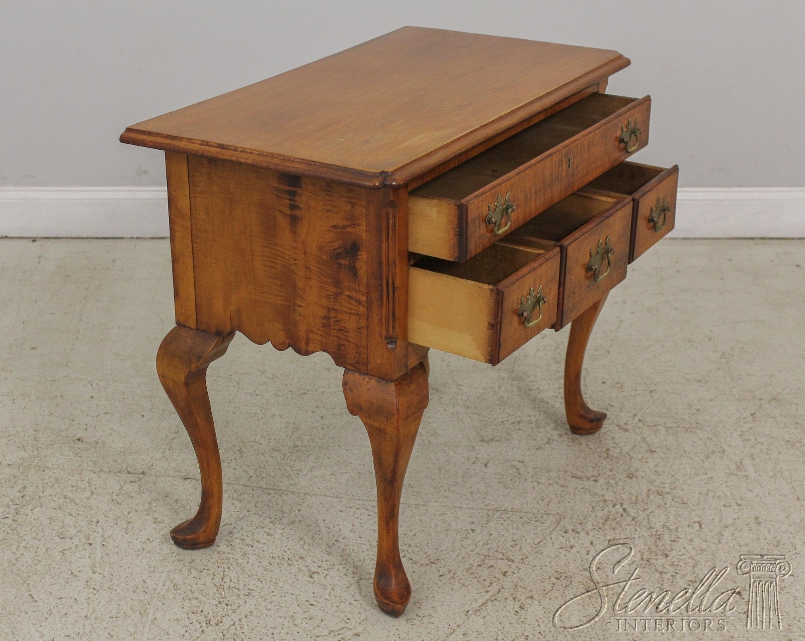 LF59047EC: Antique 1880s Era Tiger Maple New England Lowboy