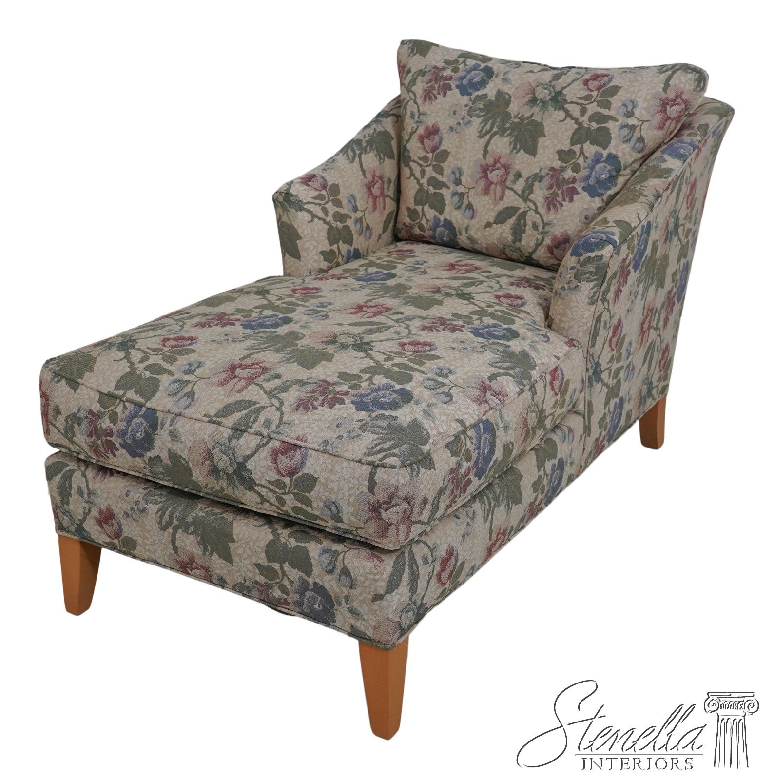 60679EC ETHAN ALLEN Floral Upholstered Modern Chaise Lounge Etsy